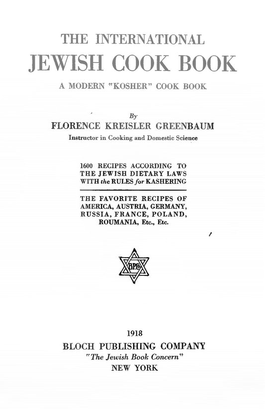 The Jewish International Cook Book 1918