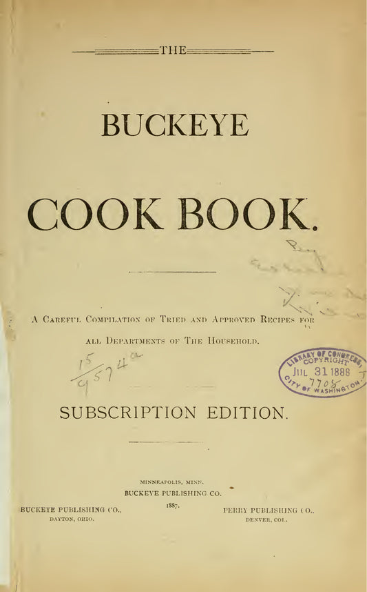 The buck eye cookbook circa 1887
