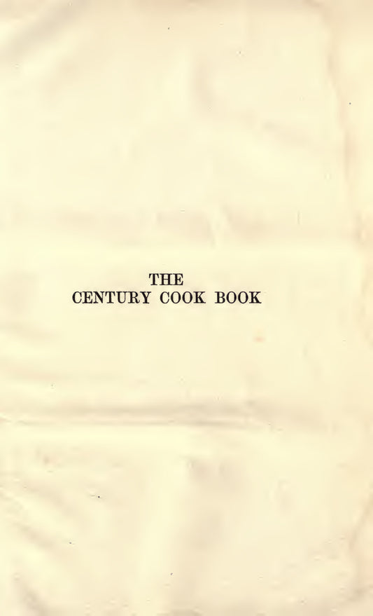 The Century Cookbook circa 1901